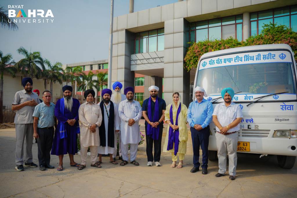 Rayat Bahra Group presents bus to Gurdwara Baba Deep Singh Ji Solakhian